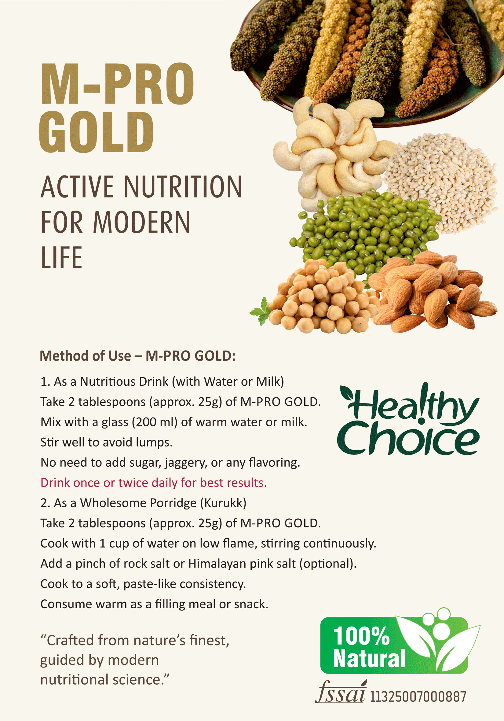 M-Pro Gold Back Label with Usage Instructions